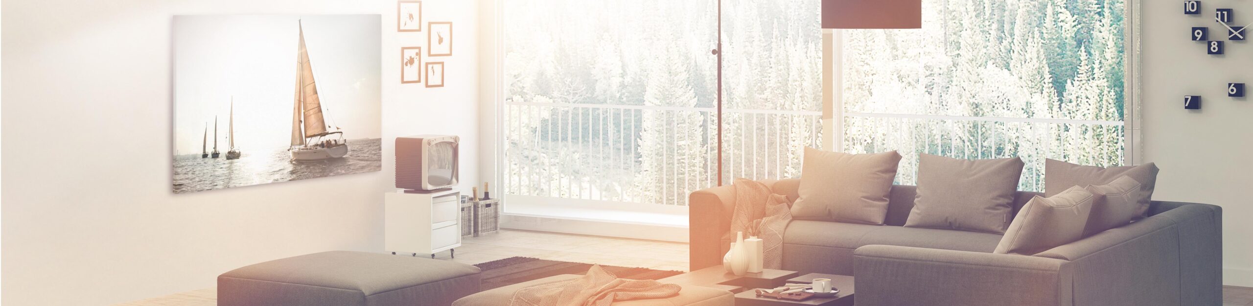 Architectural Living Room Reflected by Sunlight